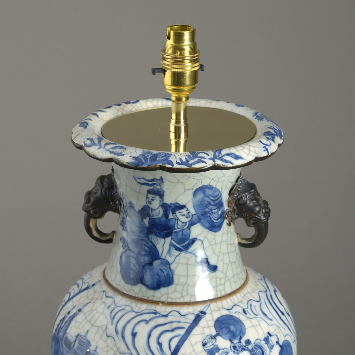 A 19th century blue & white porcelain vase lamp