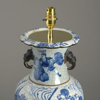 A 19th century blue & white porcelain vase lamp
