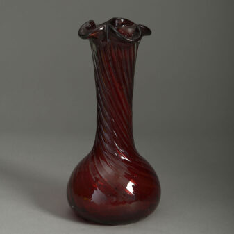 Early 20th century red swirl glass vase