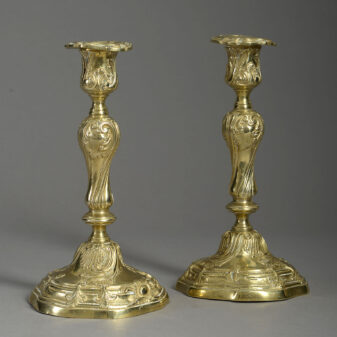 Pair of Rococo Brass Candlesticks