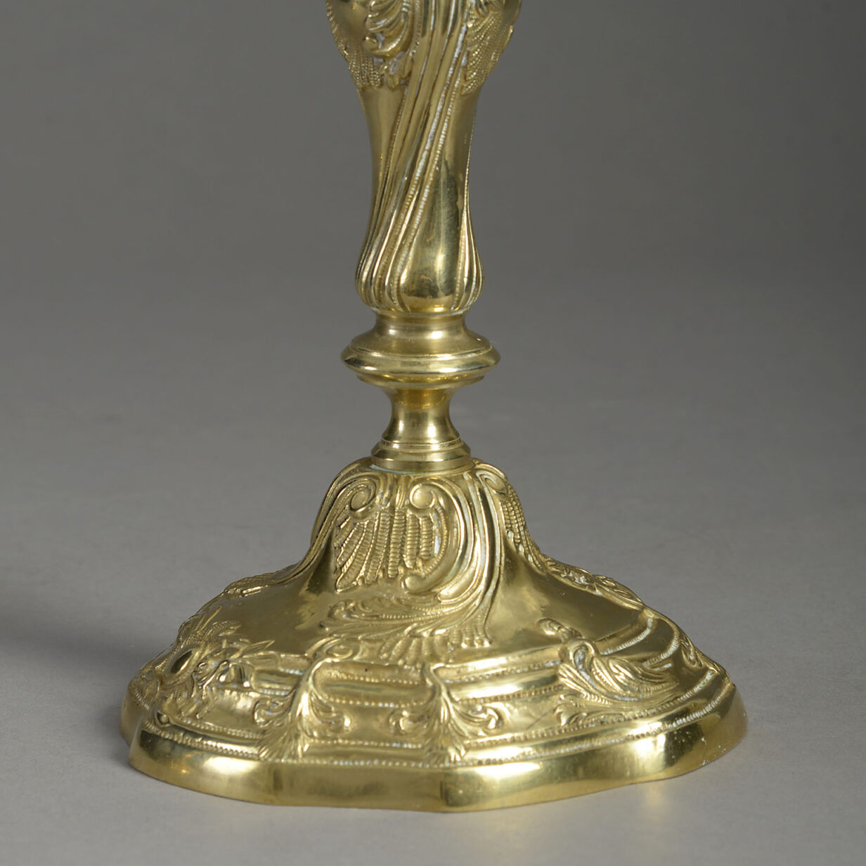 Pair of 18th century louis xv period rococo brass candlesticks
