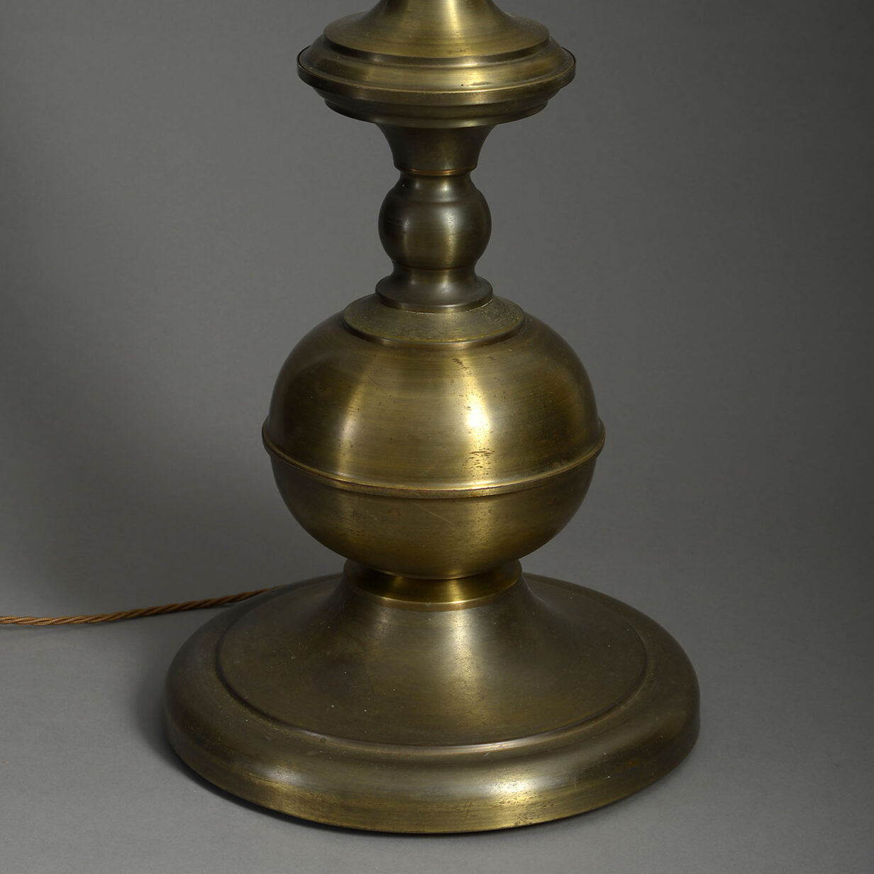 Turned brass table lamp