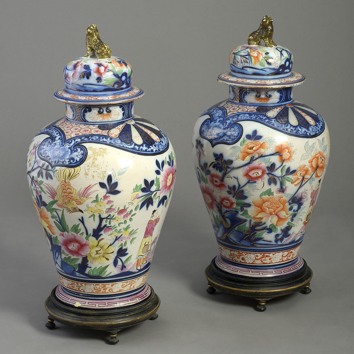 Pair of imari faience vases