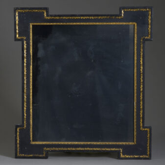 Pair of ebonised and parcel gilded mirrors in the manner of william kent