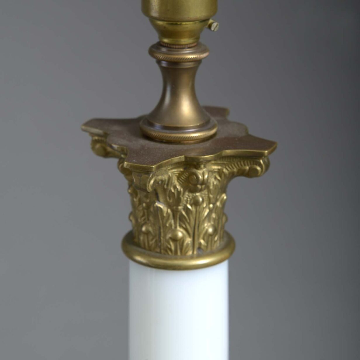 Pair of opaline column lamps
