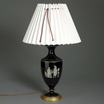 Black opaline glass vase lamp