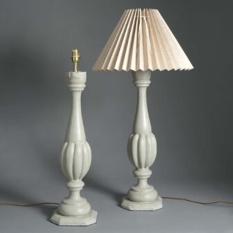 Pair of Grey Painted Lamps