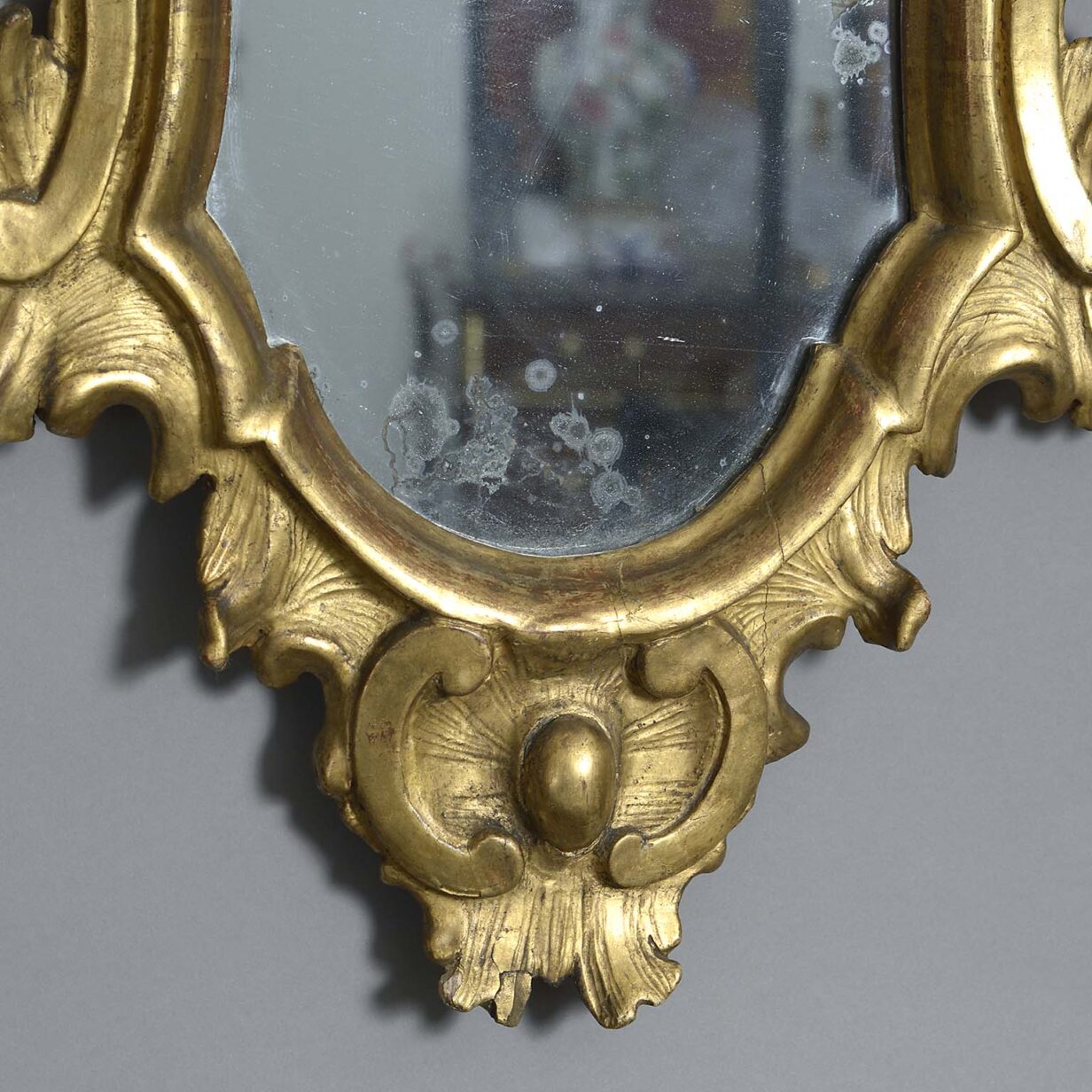 Pair of mid-18th century venetian giltwood rococo period girandole mirrors