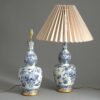 Pair of blue and white delft gourd vase lamps