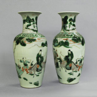 A Pair of Famille Verte Vases