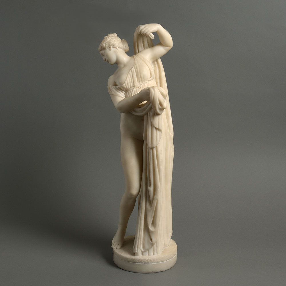 A 19th century marble statue of venus bathing