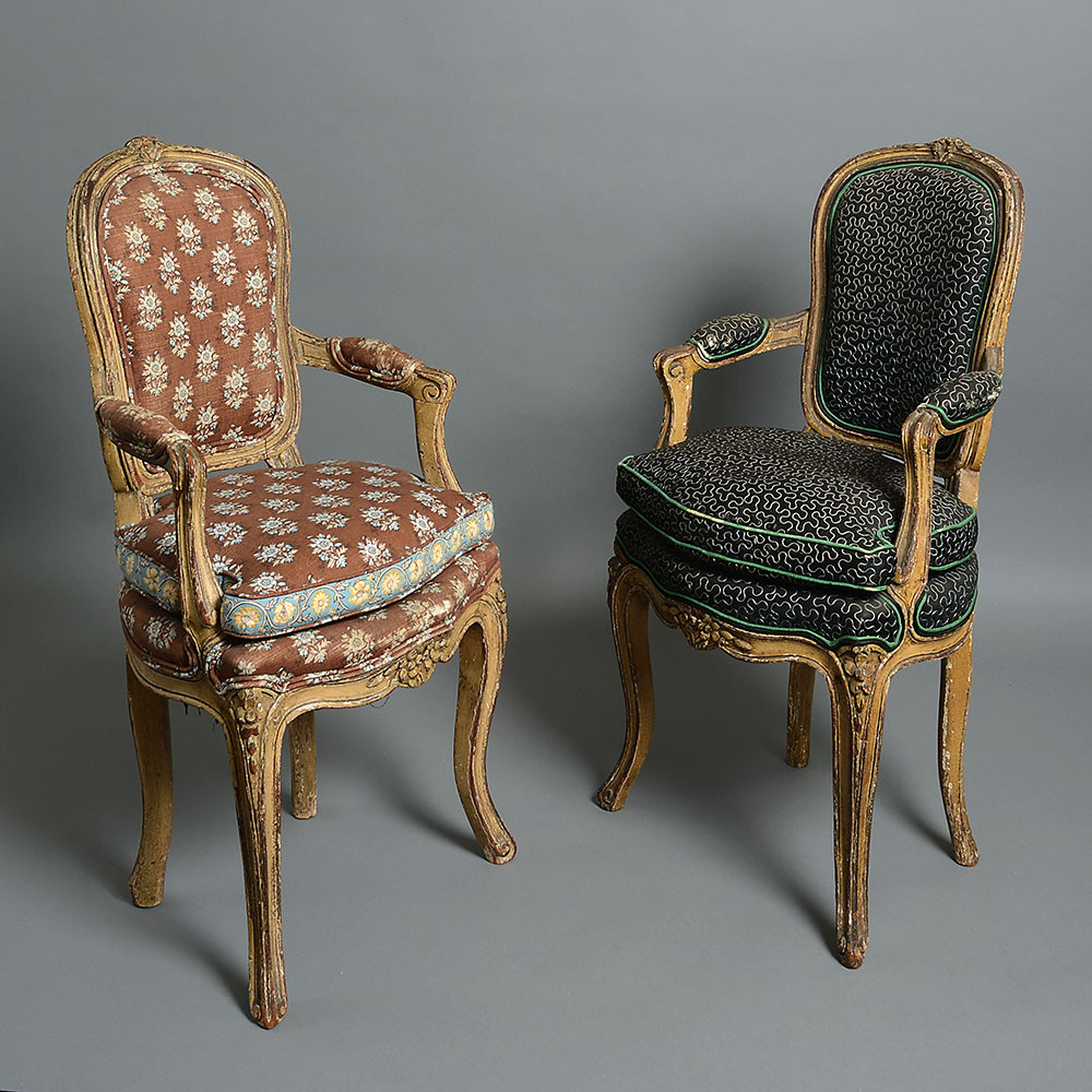 A pair of louis xv children's chairs
