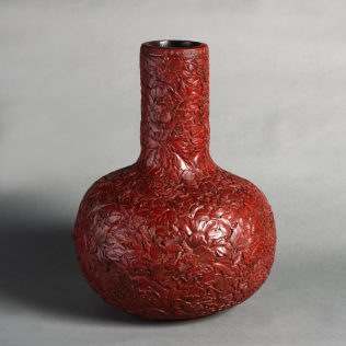 Chinese Cinnabar Lacquer - Featuring a Large Qing Vase