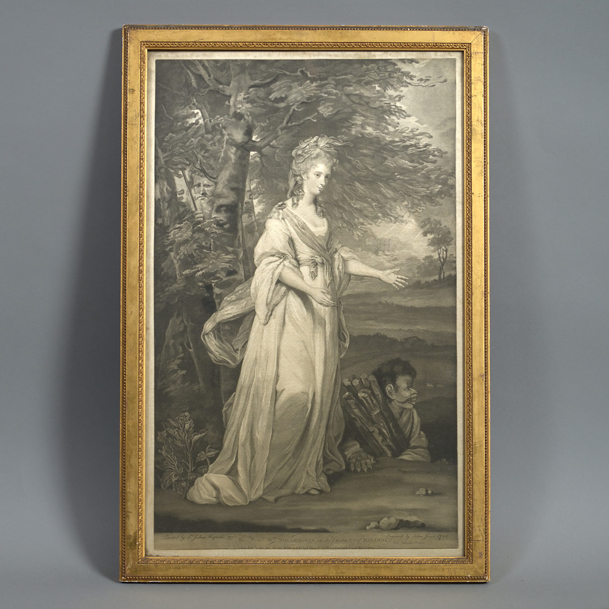 An 18th century engraving of the portrait of mrs tollemache by joshua reynolds
