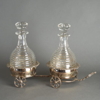 19th century pair of cut glass crystal decanters