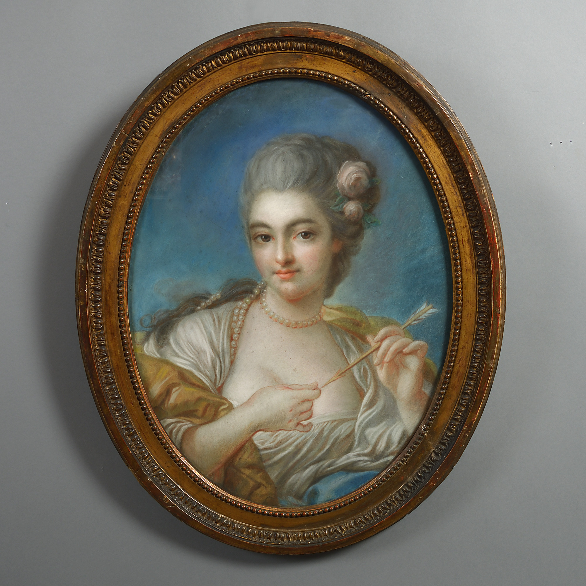 18th century pastel oval portrait of a lady