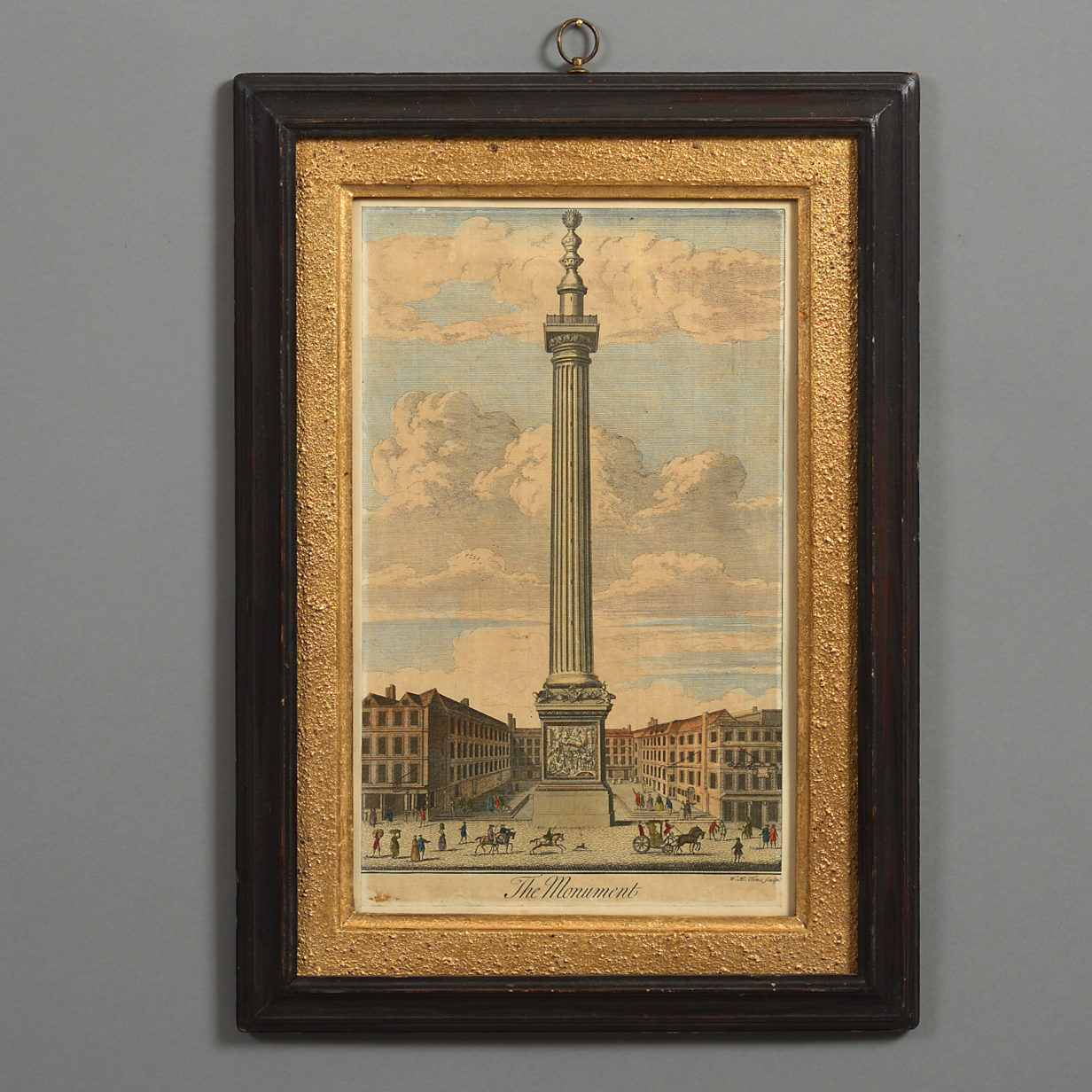 18th Century Hand-Coloured Engraving of The Monument, London