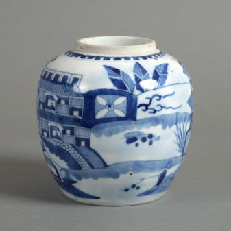 19th century qing dynasty blue & white jar