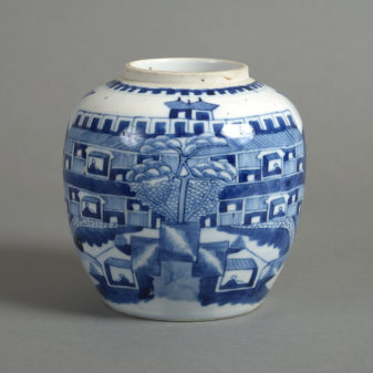 19th century qing dynasty blue & white jar