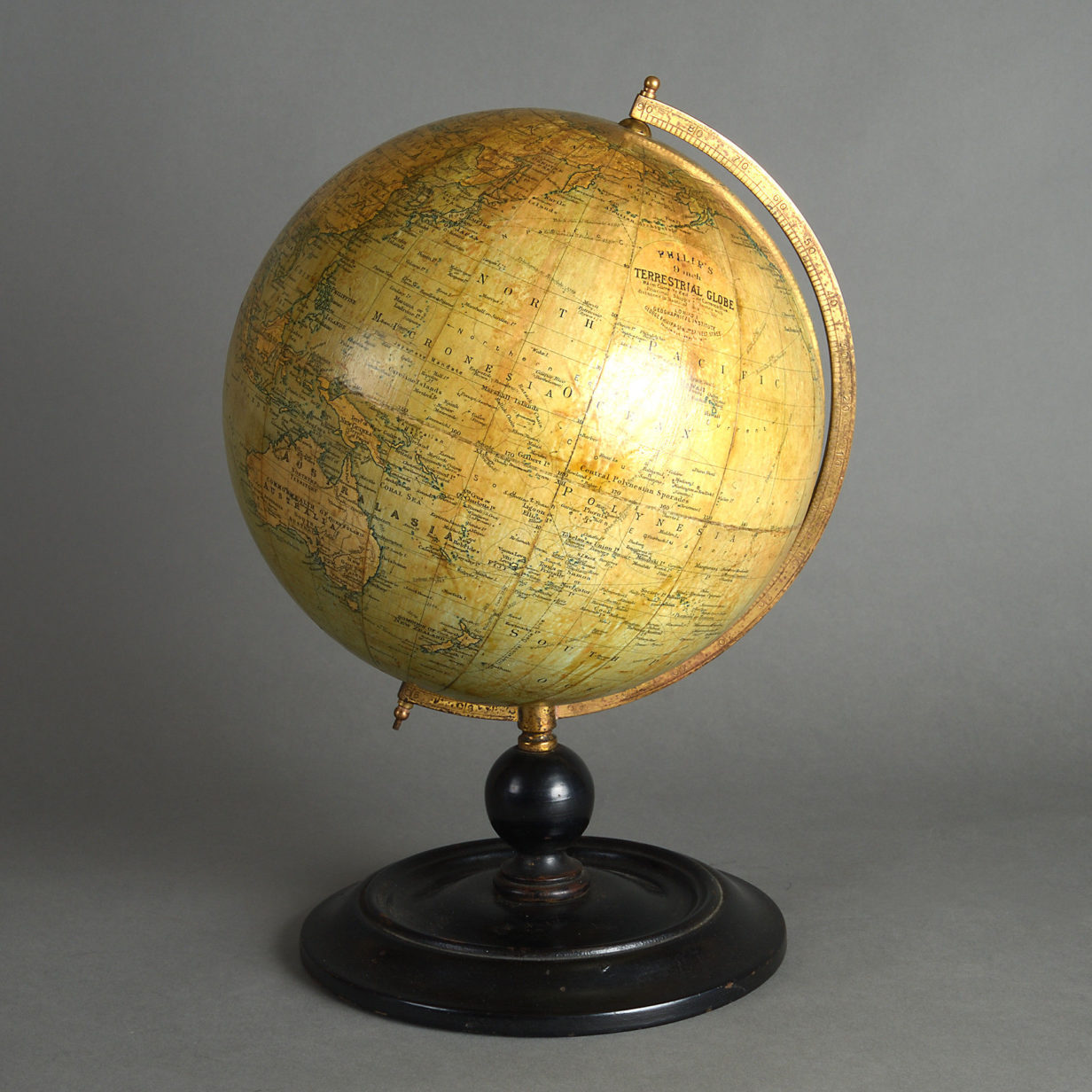 Early 20th century 9 inch terrestrial globe by philip's of london