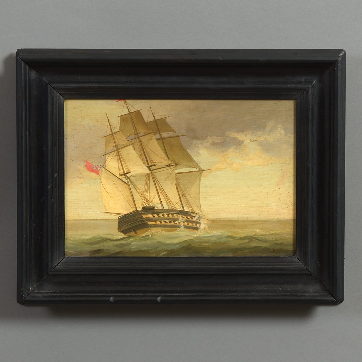 19th century pair of marine paintings