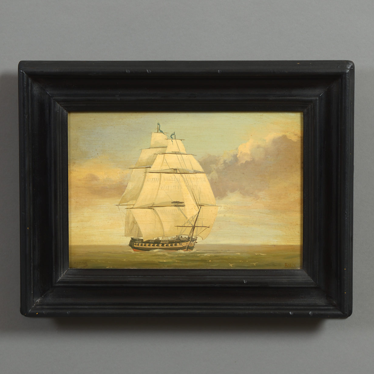19th century pair of marine paintings