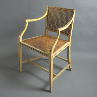 Late 18th century painted george iii period sheraton open armchair