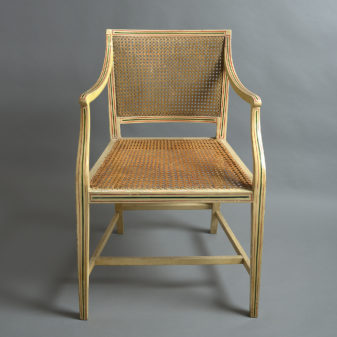 Late 18th century painted george iii period sheraton open armchair