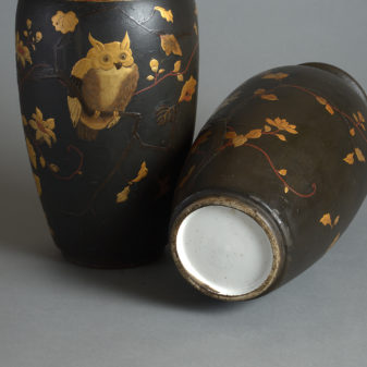 19th century pair of lacquered vases
