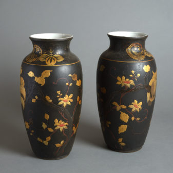 19th century pair of lacquered vases