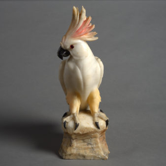 Early 20th century carved alabaster cockatoo