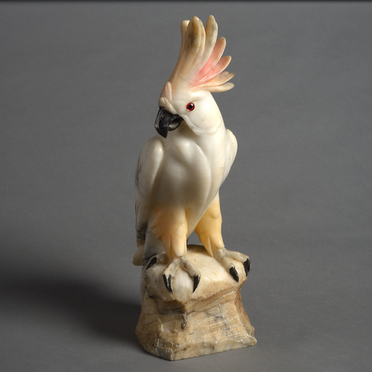Early 20th century carved alabaster cockatoo