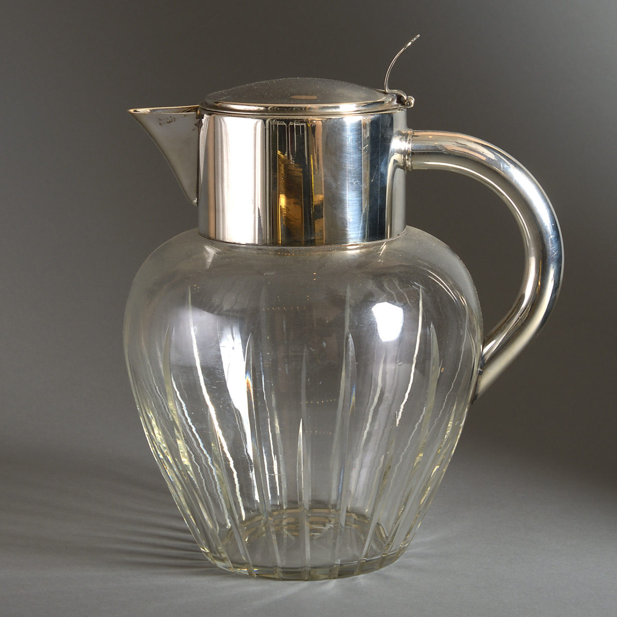 Early 20th century glass & silver-plated lemonade jug