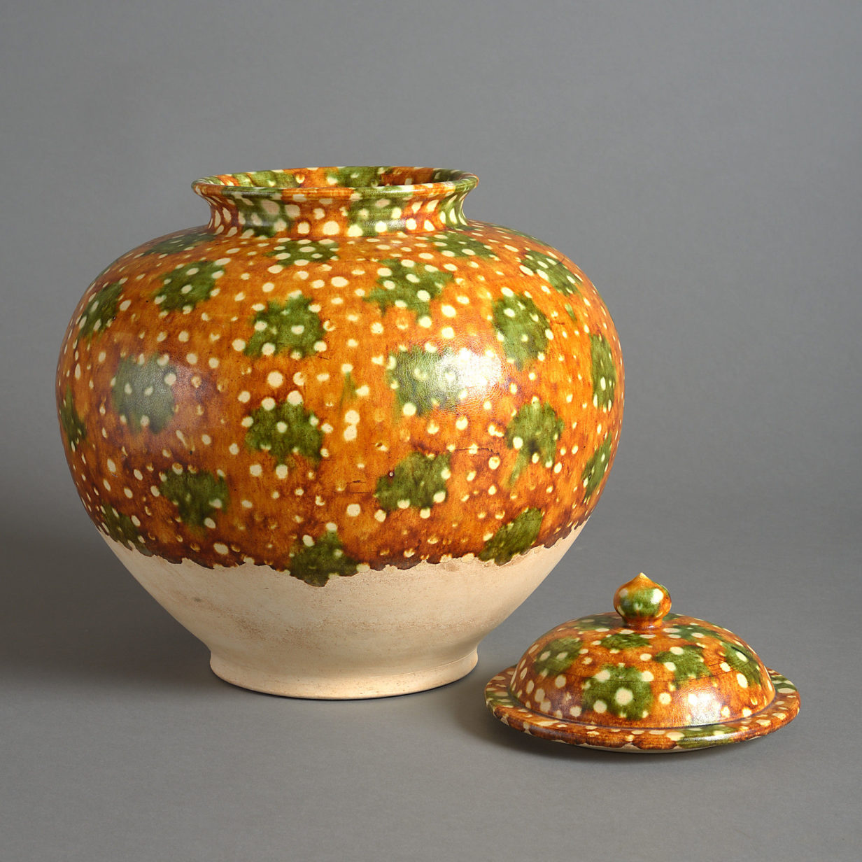 20th century tang style sancai glazed vase & cover