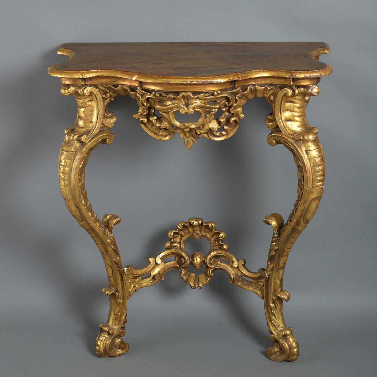 19th century giltwood rococo console table