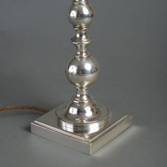 Early 20th century pair of silvered table lamps