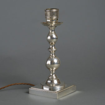 Early 20th century pair of silvered table lamps
