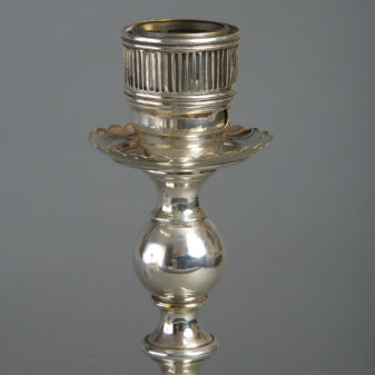 Early 20th century pair of silvered table lamps