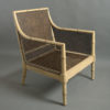 20th century regency style painted caned bergere armchair