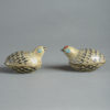 Late 19th century pair of cloisonne quail boxes