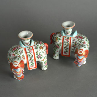 19th century pair of famille rose porcelain elephants 4 19th century pair of famille rose porcelain elephants