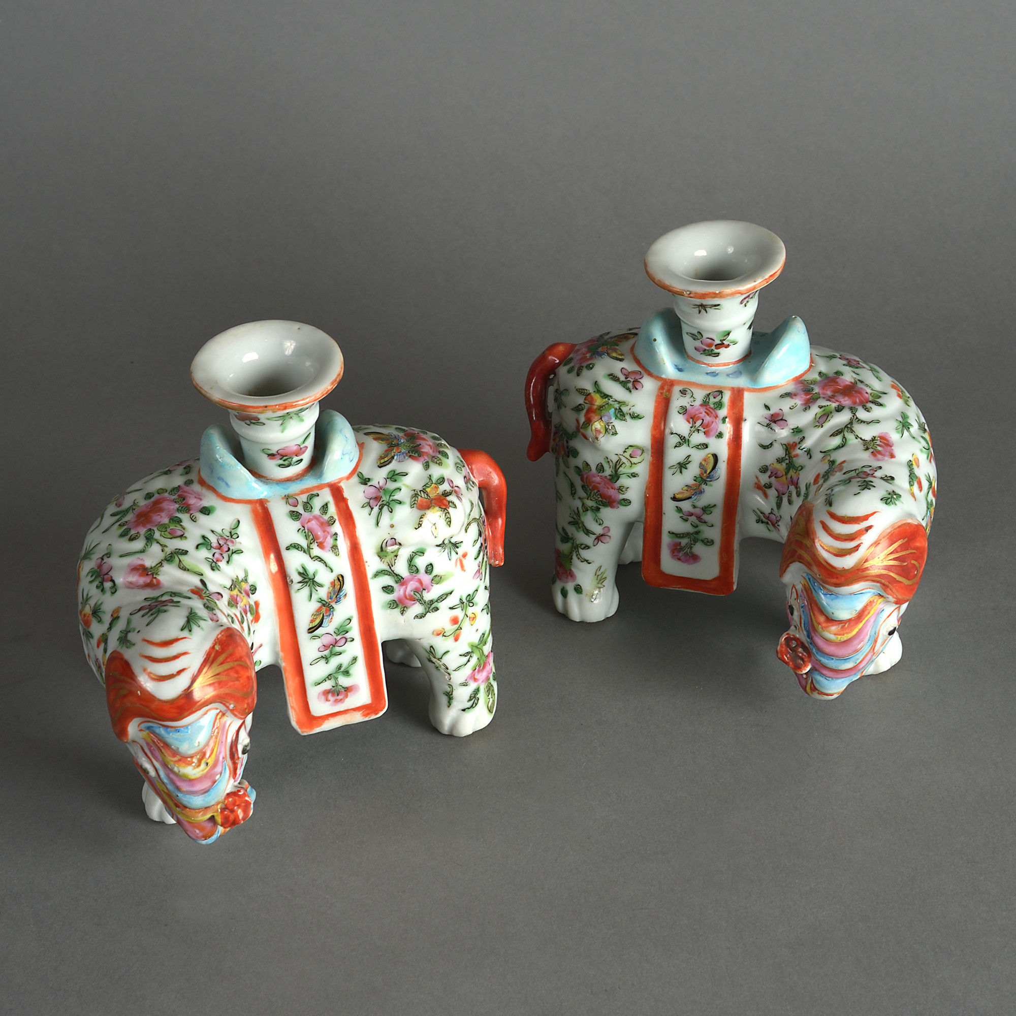 1211884. Jpg 19th century pair of famille rose porcelain elephants