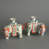 19th century pair of famille rose porcelain elephants