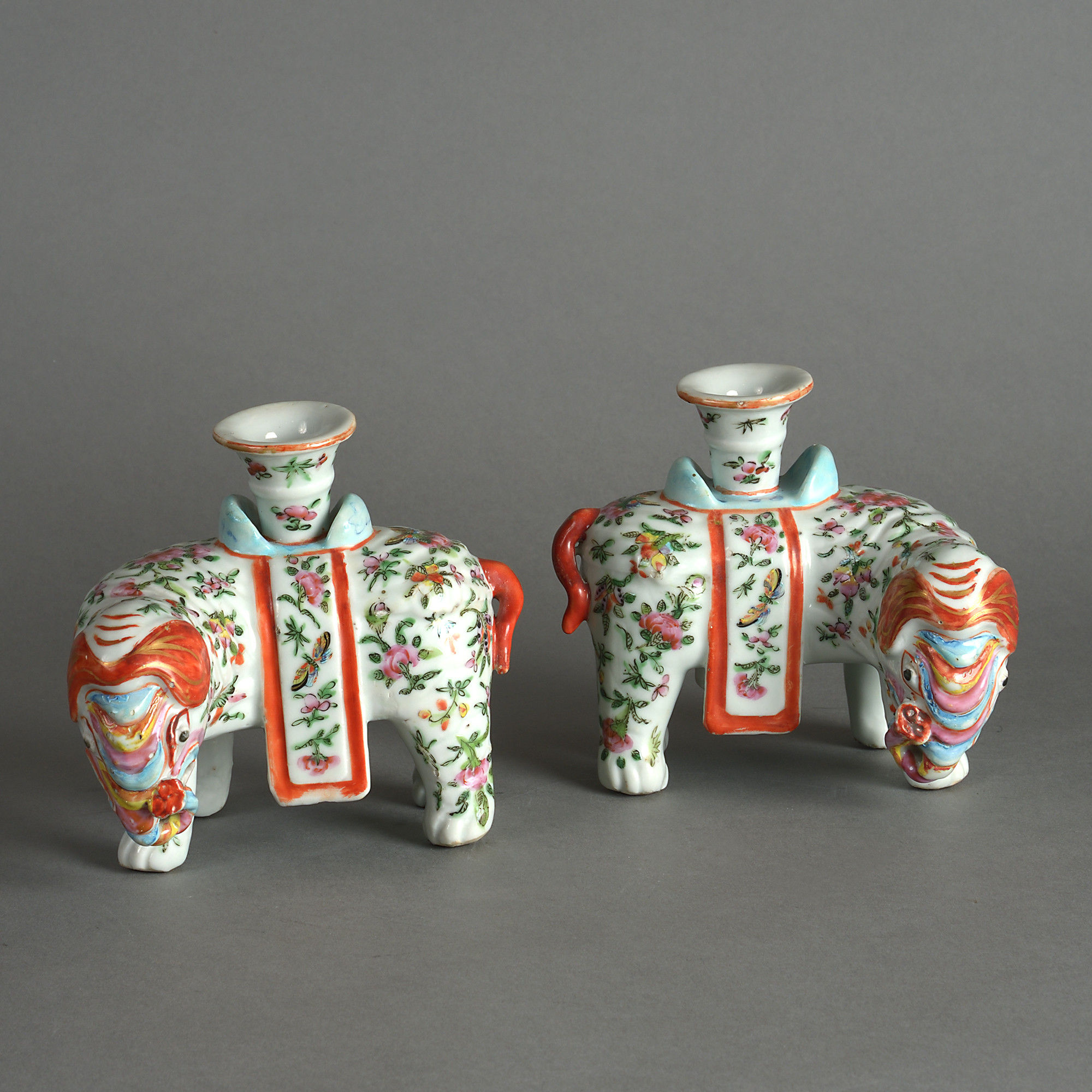 1211885. Jpg 19th century pair of famille rose porcelain elephants