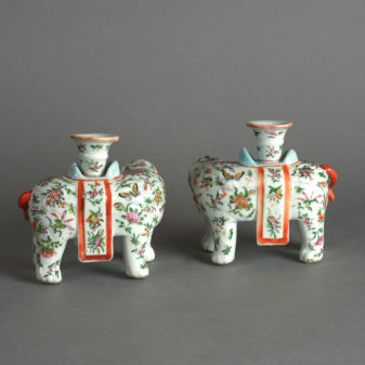 19th century pair of famille rose porcelain elephants 3 19th century pair of famille rose porcelain elephants