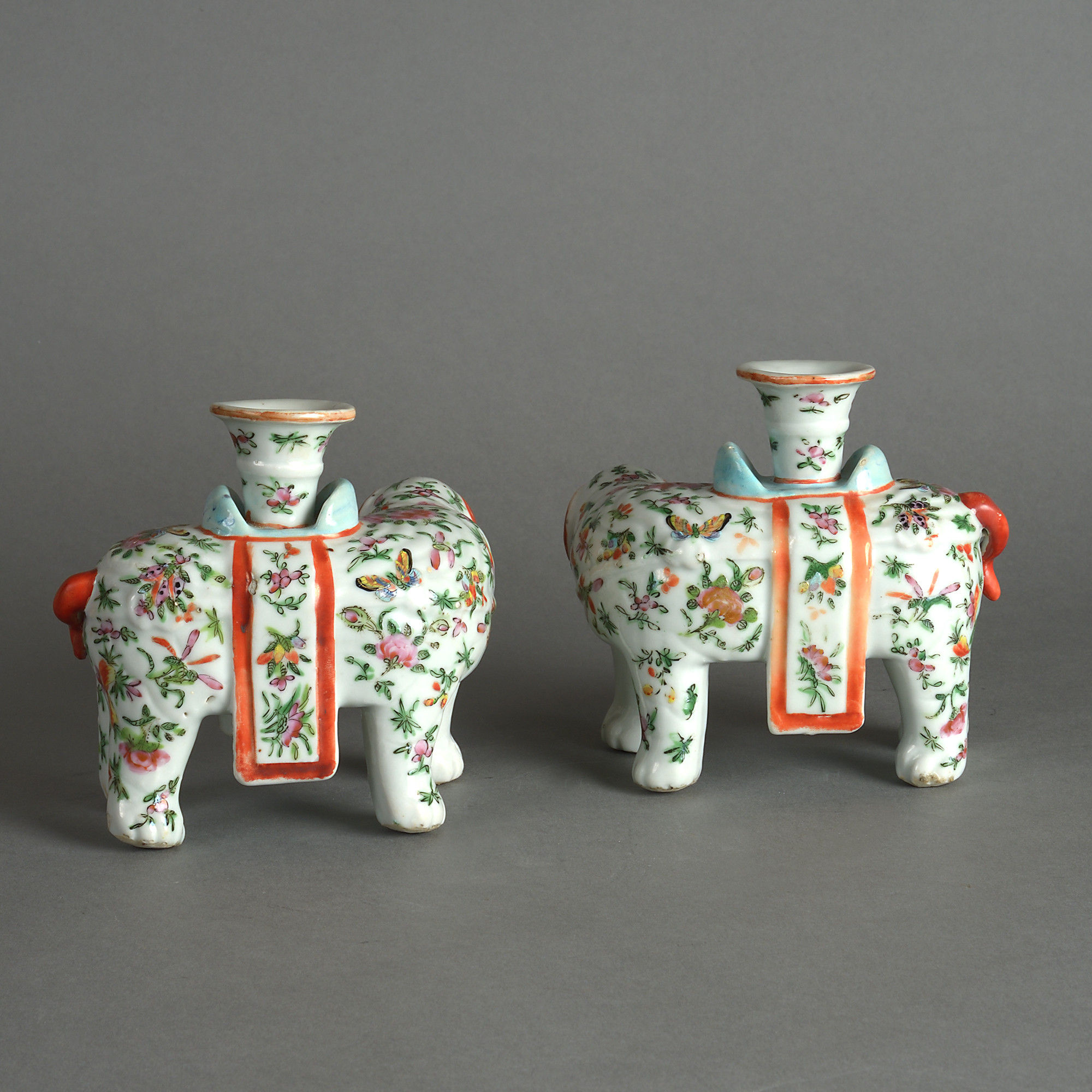 1211887. Jpg 19th century pair of famille rose porcelain elephants