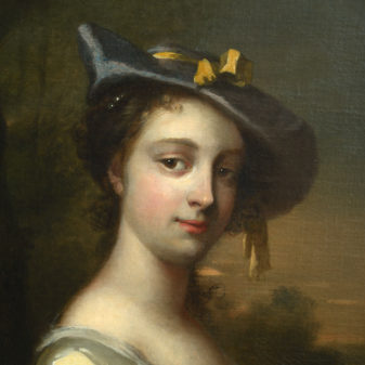 Frans van der mijn (1719-1783) portrait of a lady as shepherdess