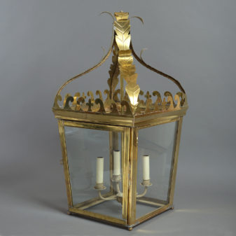 20th century brass hall lantern in the georgian manner