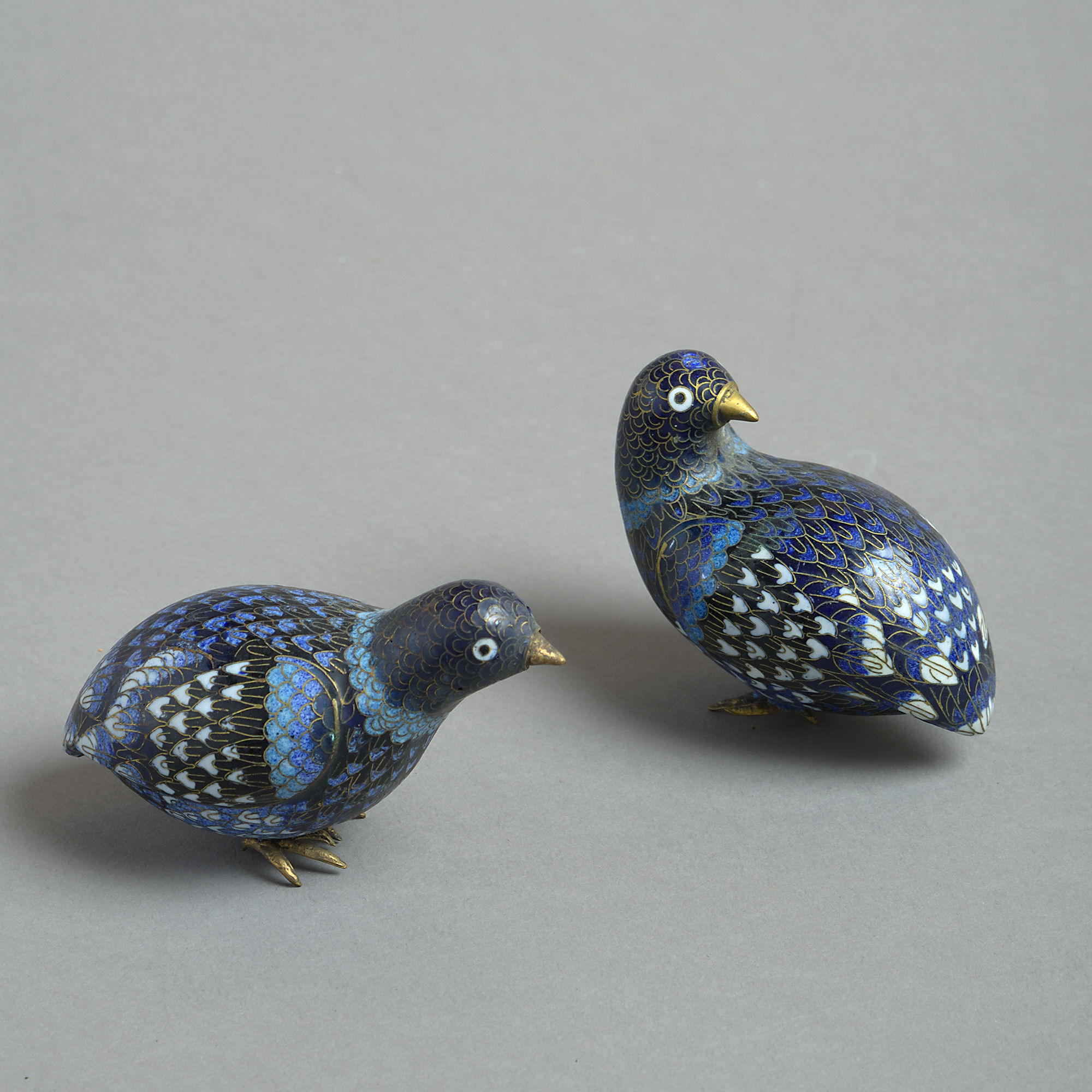 1220096. Jpg Pair of republic period cloisonné quail
