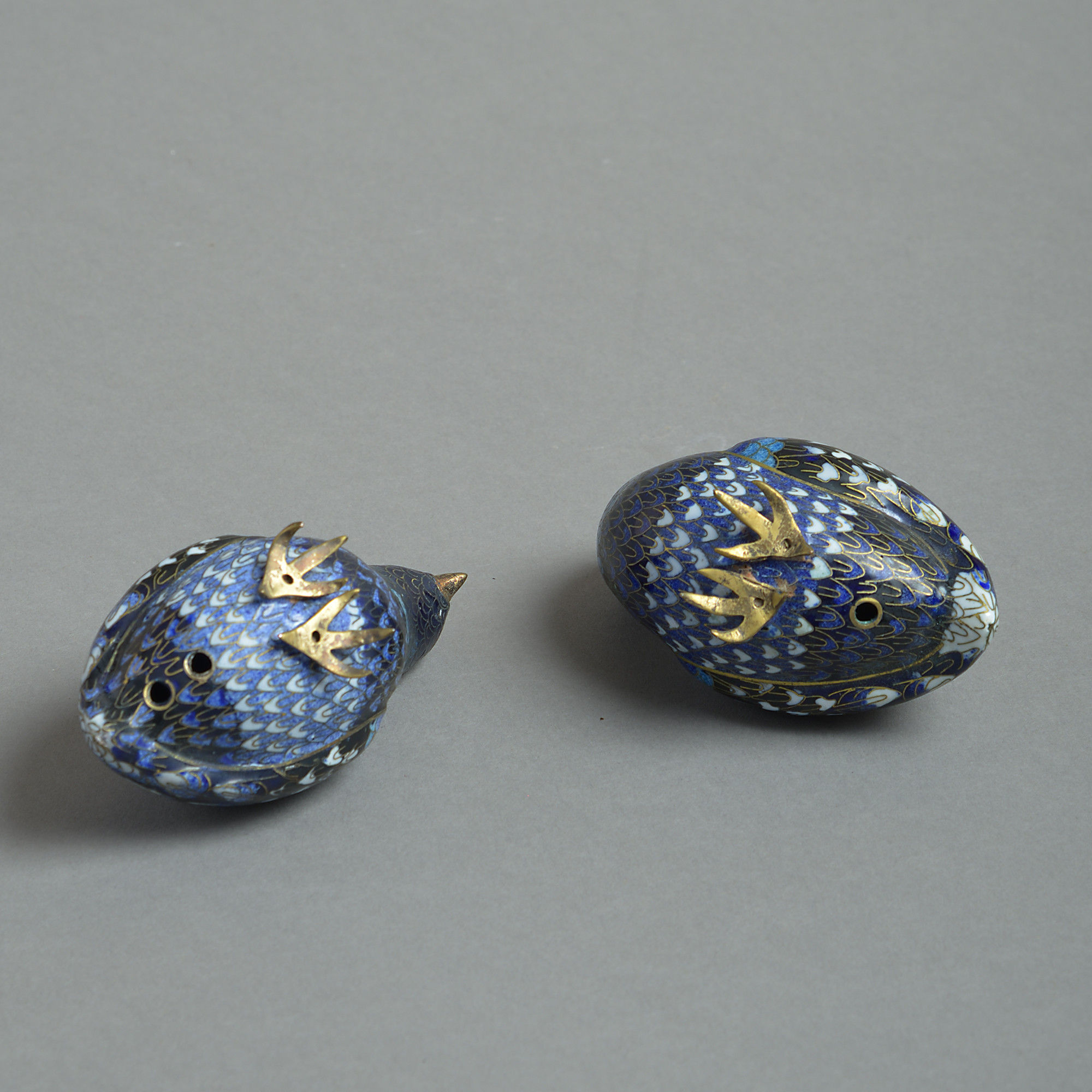 1220097. Jpg Pair of republic period cloisonné quail